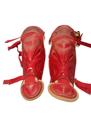 Used Under Armour SHIN GUARDS Catchers Leg Guards Red Junior 11834-S000043241