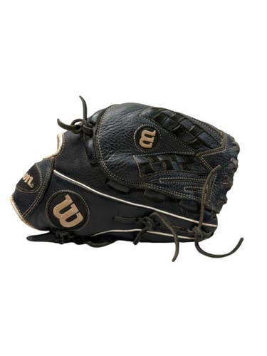 Used Wilson A07RF29125 RH Throw Fastpitch Gloves Black And White 12 1/2" 11835-S000201441
