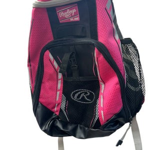 Used Rawlings YOUTH PLAYERS TEAM BACKPACK BB/SB Player Backpack Black And Pink 11835-S000201048