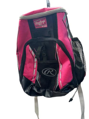 Used Rawlings YOUTH PLAYERS TEAM BACKPACK BB/SB Player Backpack Black And Pink 11835-S000201048