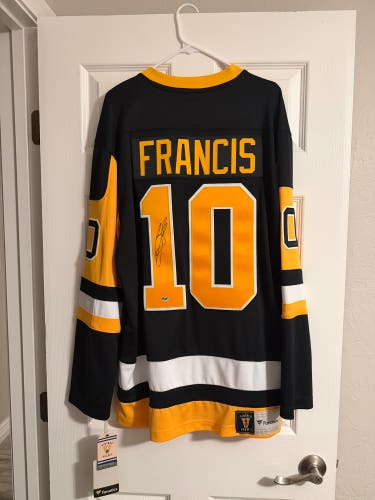 Signed Ron Francis Pittsburgh Penguins Jersey with COA
