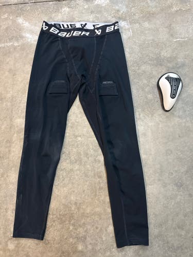 Bauer player compressions undergarments with brand new cup (Used)