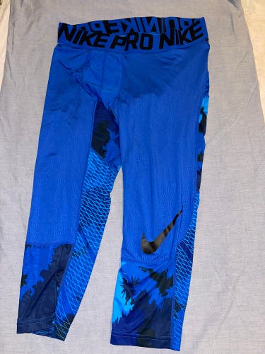 Nike Pro HyperCool Compression Tights – Blue/Black Pattern – Size XL