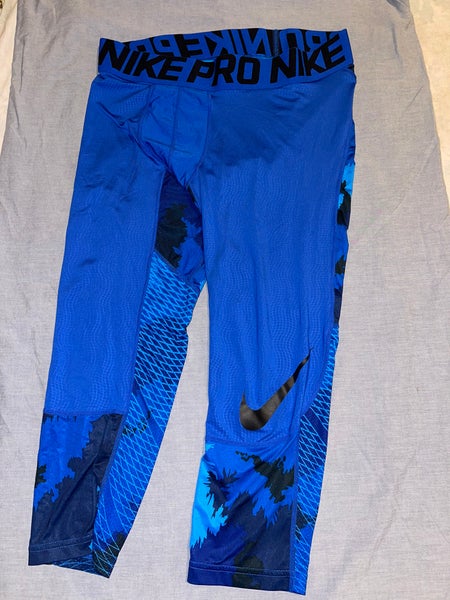 Nike Pro HyperCool Compression Tights – Blue/Black Pattern – Size XL