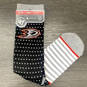 NWT ‘47 Anaheim Ducks NHL Moisture Wicking Willard Flat Knit Socks Men’s Women’s