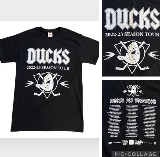 NEW Anaheim Ducks Season Tour Mighty Ducks Black Tee Shirt Adult Small