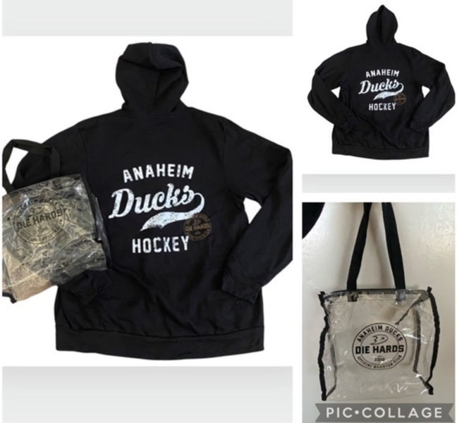 NEW Anaheim Ducks DIE HARD Black Jacket & Clear Tote Bag Set