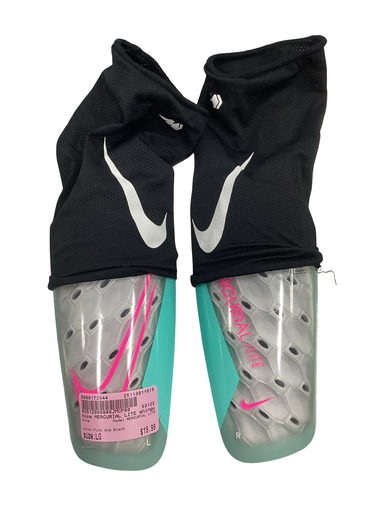 Used Nike MERCURIAL LITE Soccer Shin Guards Junior Pink And Black LG 11613-S000172644