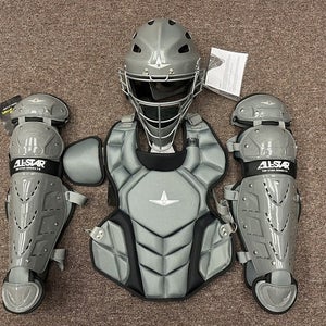 All Star Top Star Youth Ages 8-10 Baseball Catchers Gear Set - Graphite Grey