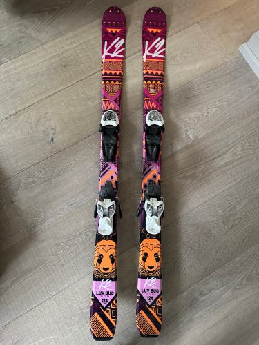 Kid's K2 Luv Bug 124 cm All Mountain Skis With Bindings (Used)