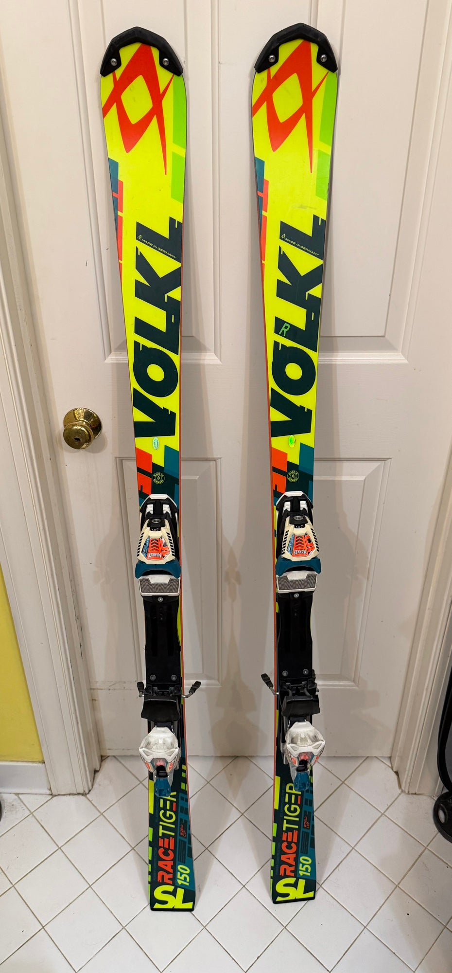 Volkl Racetiger SL 150 cm Racing Skis With Bindings Max Din 10