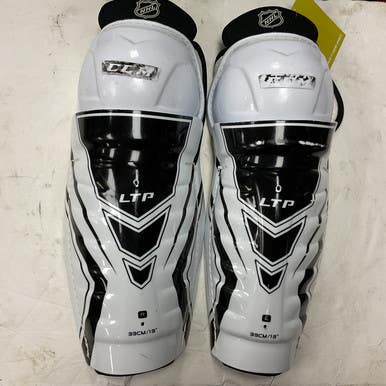 Used CCM LTP Junior Shin Guards White And Black 13" 11855-S000195212