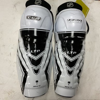 Used CCM LTP Junior Shin Guards White And Black 13" 11855-S000195212