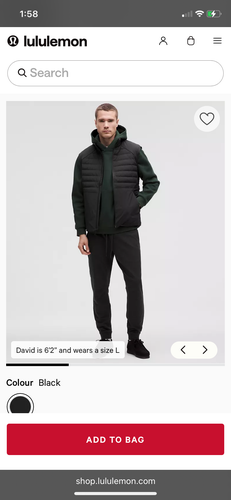 Men's City Sweat Black Small Lululemon Joggers (Used)