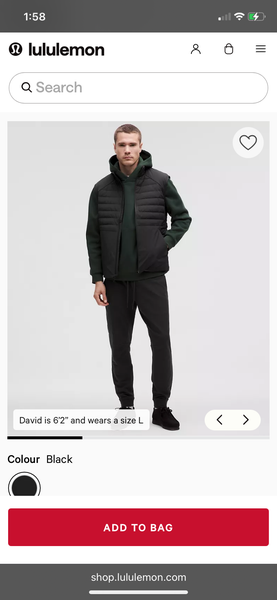 Men's City Sweat Black Small Lululemon Joggers (Used)