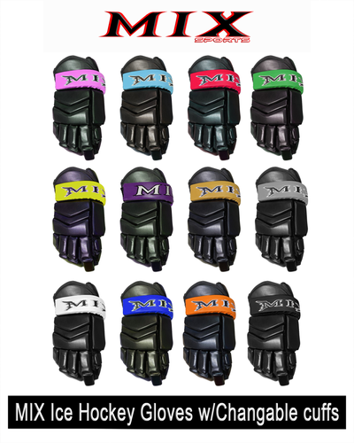 15" MIX Ice Hockey MX5 Gloves - Black Out ((Free Color Cuffs)) **Black cuff included.