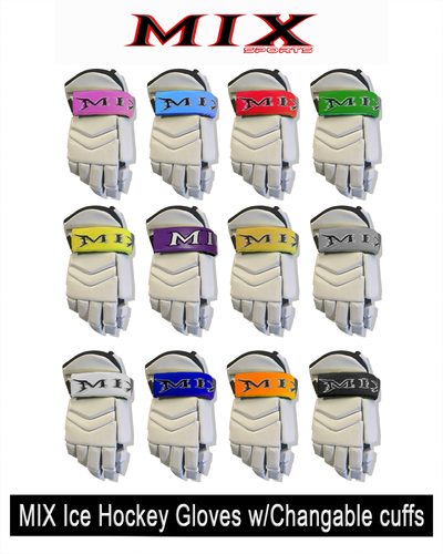 10" MIX Ice Hockey MX5 Gloves - White Out ((Free Color Cuffs)) **White cuffs included.