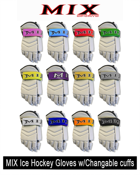 10" MIX Ice Hockey MX5 Gloves - White Out ((Free Color Cuffs)) **White cuffs included.