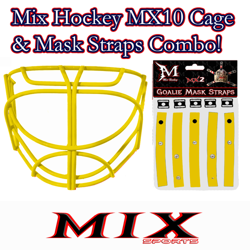Mix Sports - MX10 Cat Eye Cage (fits Bauer 930, 940, 950, 960) - Cage & Straps Combo! (Yellow) -