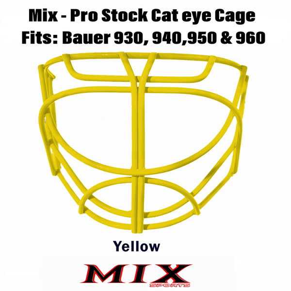 Mix Sports - MX10 Cat Eye Cage (fits Bauer 930, 940, 950, 960) - Includes clips and screws - YELLOW
