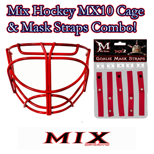 Mix Sports - MX10 Cat Eye Cage (fits Bauer 930, 940, 950, 960) - Cage & Straps Combo! (Red)