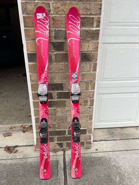 Used Kid's Volkl Attiva Chica 130cm Skis With Marker 4.5 Bindings (SY1224)