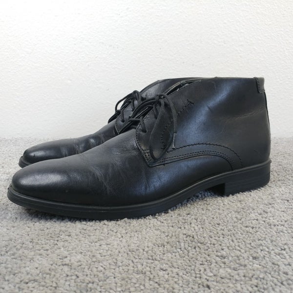 Ecco Melbourne Boots Mens Size 11 Black Leather Chukka Plain Toe Dress Ankle