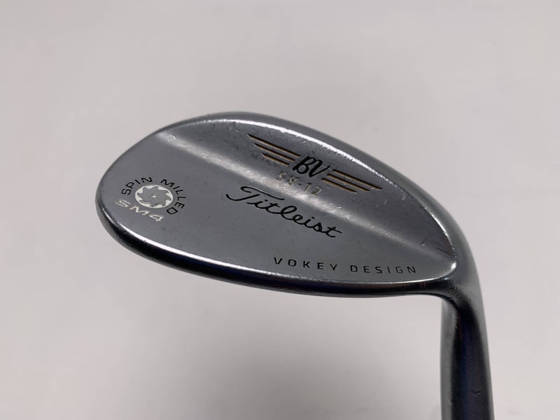 Titleist Vokey Spin Milled SM4 Chrome Wedge 58* 12 Bounce Wedge Steel Mens RH