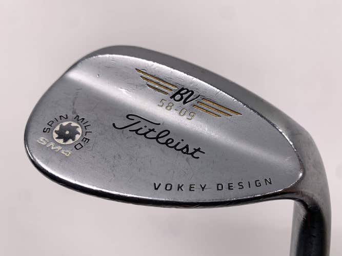 Titleist Vokey Spin Milled SM4 Chrome Lob Wedge 58* 9 Wedge Steel Mens RH