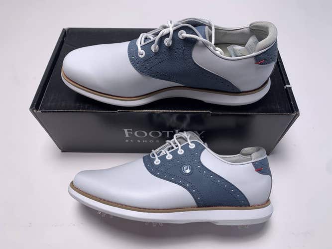 FootJoy FJ Traditions Golf Shoes White Blue Women's SZ 8 (97903)