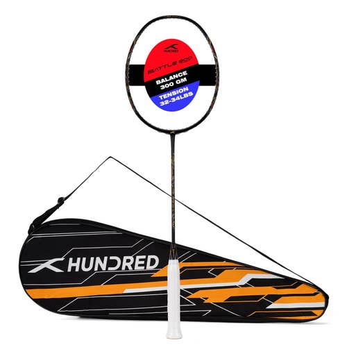 HUNDRED Battle 900 Badminton Racket | Material: Carbon Fibre | Max Tension...