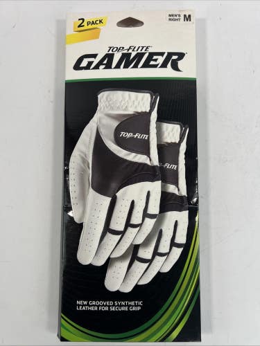 Top Flite Gamer Golf Gloves Medium Left Hand For RH Golfer 2 Pack Mens New