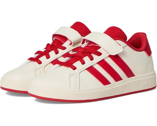 Adidas Grand Court 2.0 Sneakers Boys US 1Y White Leather Lifestyle Shoes TZP744