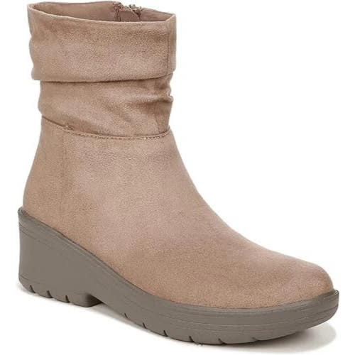 Bzees Berkley Boots Women's Brown Faux Suede Wedge Heel Ankle Bootie TZP984