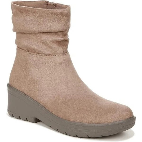 Bzees Berkley Boots Women's Brown Faux Suede Wedge Heel Ankle Bootie TZP984