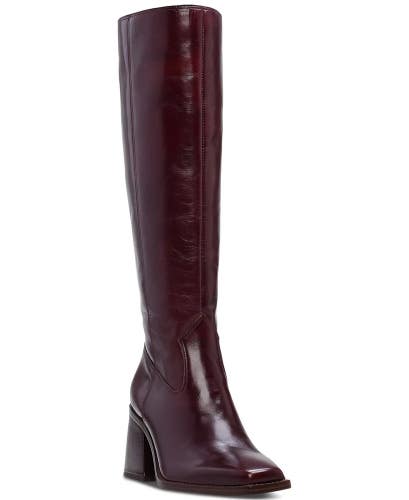 Vince Camuto Sangeti Boots Womens 9.5 Mahogany Leather Snip Toe Knee-High TZP709