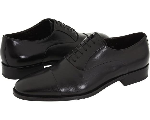 Bruno Magli Maioco Oxford Men's US 9 Black Cap Toe Leather Dress Shoes TZP922