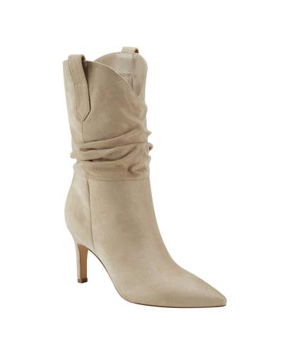 Marc Fisher Gienna Boots Women's 7 Brown Faux Suede Stiletto Heel Bootie TZP714