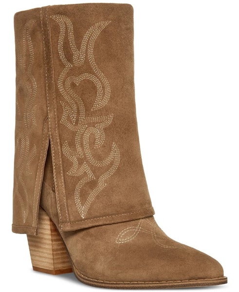 Steve Madden Layne Womens US 7 Brown Suede Foldover Cuffed Western Boots TZP789