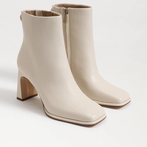 Sam Edelman Irie Boots Women's Ivory Leather Square Toe Ankle Bootie TZP777