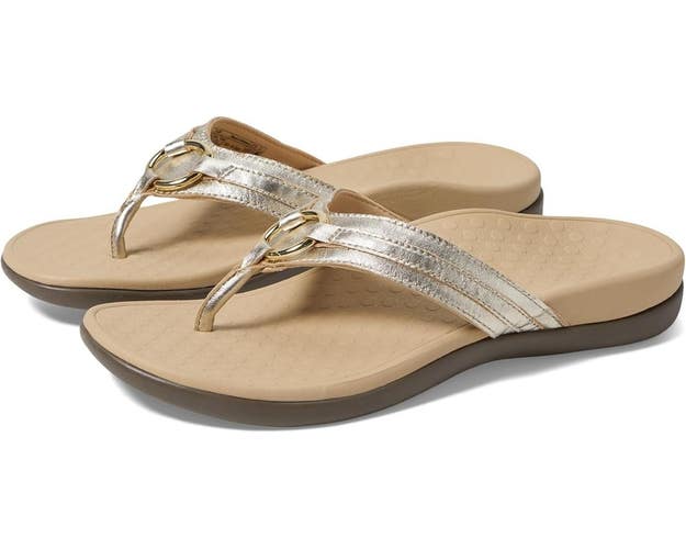Vionic Tide Aloe 10010474 Sandal Women's Champagne Leather Toe Post Thong TZP720