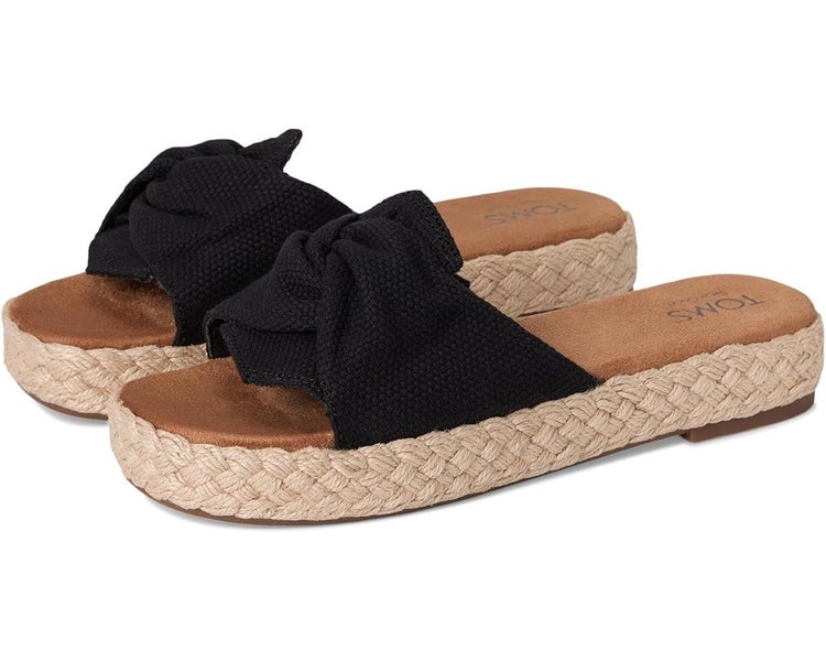 Toms Abby 10021978 Sandals Womens US 9 Black Round Toe Slip On Espadrille TZP925
