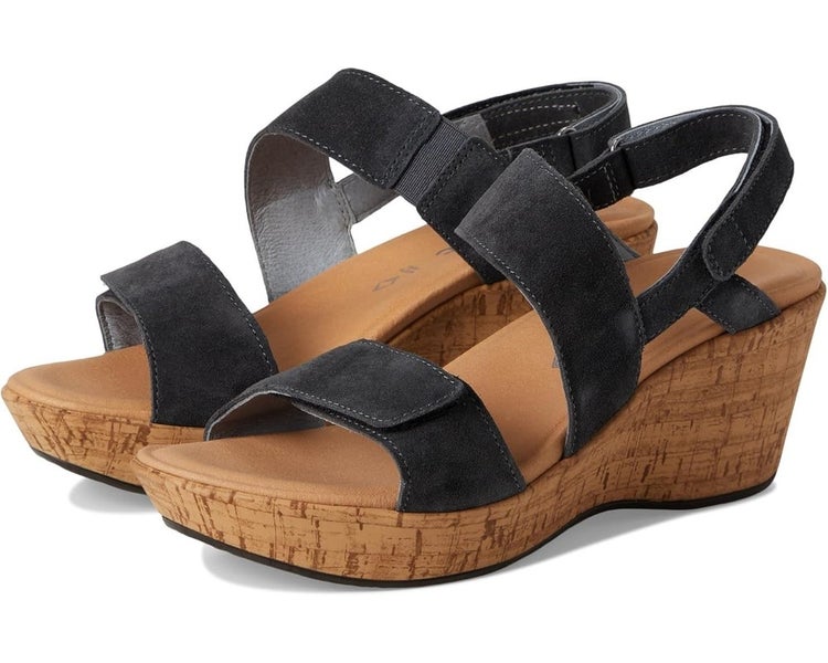 Naot Sunrise Sandals Women's US 7 Charcoal Suede Ankle Strap Wedge Heel TZP940