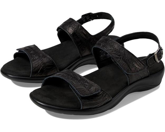 SAS Nudu Sandals Women's US 8.5 Black Larse Leather Adjustable Strap TZP939