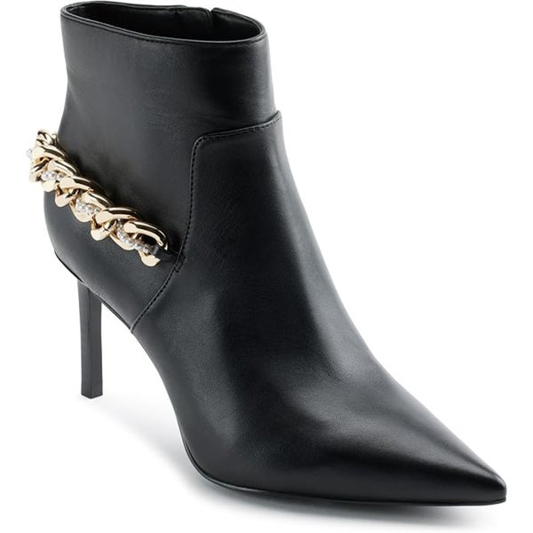 Karl Lagerfeld Paris Samra Boots Womens 10 Black Pointed Toe Ankle Bootie TZP783