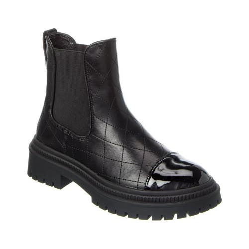 Steve Madden Mayslie Boots Women's US 8 Black Cap Toe Lug Sole Chelsea TZP711