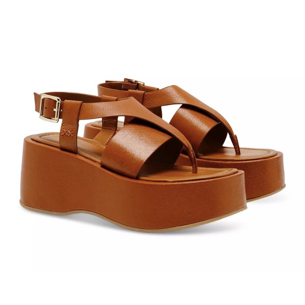 Free People Hold Slingback Women's US 6.5 Brown Leather Platform Sandals TZP758