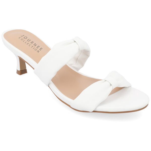 Journee Collection Dyllan Slide Women's US 9 White Slip On Kitten Heel TZP746