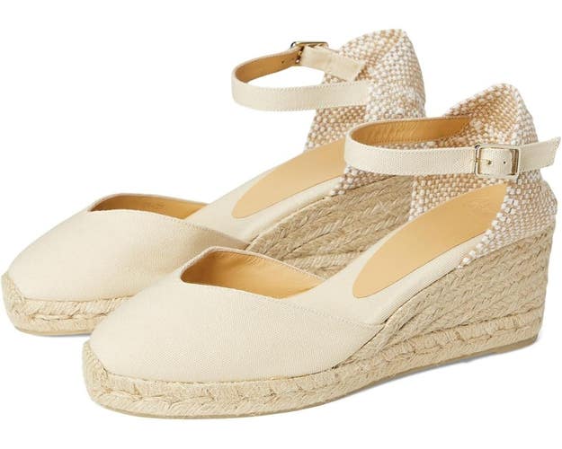 Castaner Chiarita 020985-203 Sandals Womens 5 Ivory Wedge Heel Espadrille TZP929