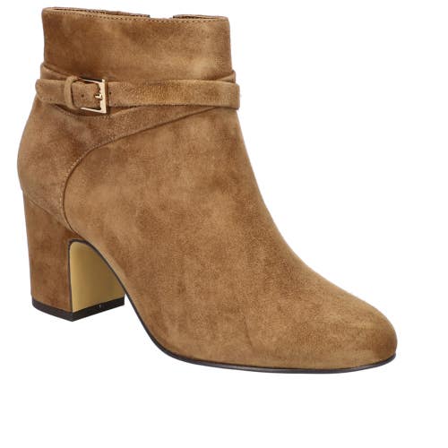 Bella Vita Arlette Boots Womens 9.5 Cognac Suede Block Heel Ankle Booties TZP782